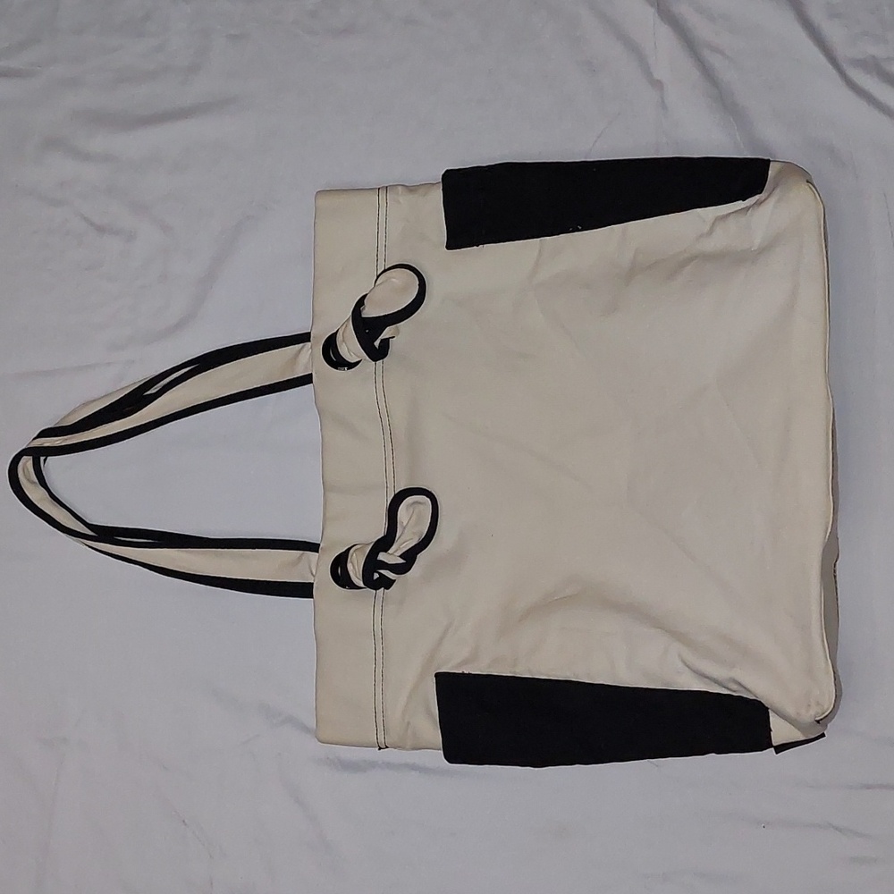 Joe Boxer Large Cream Black Canvas Tote